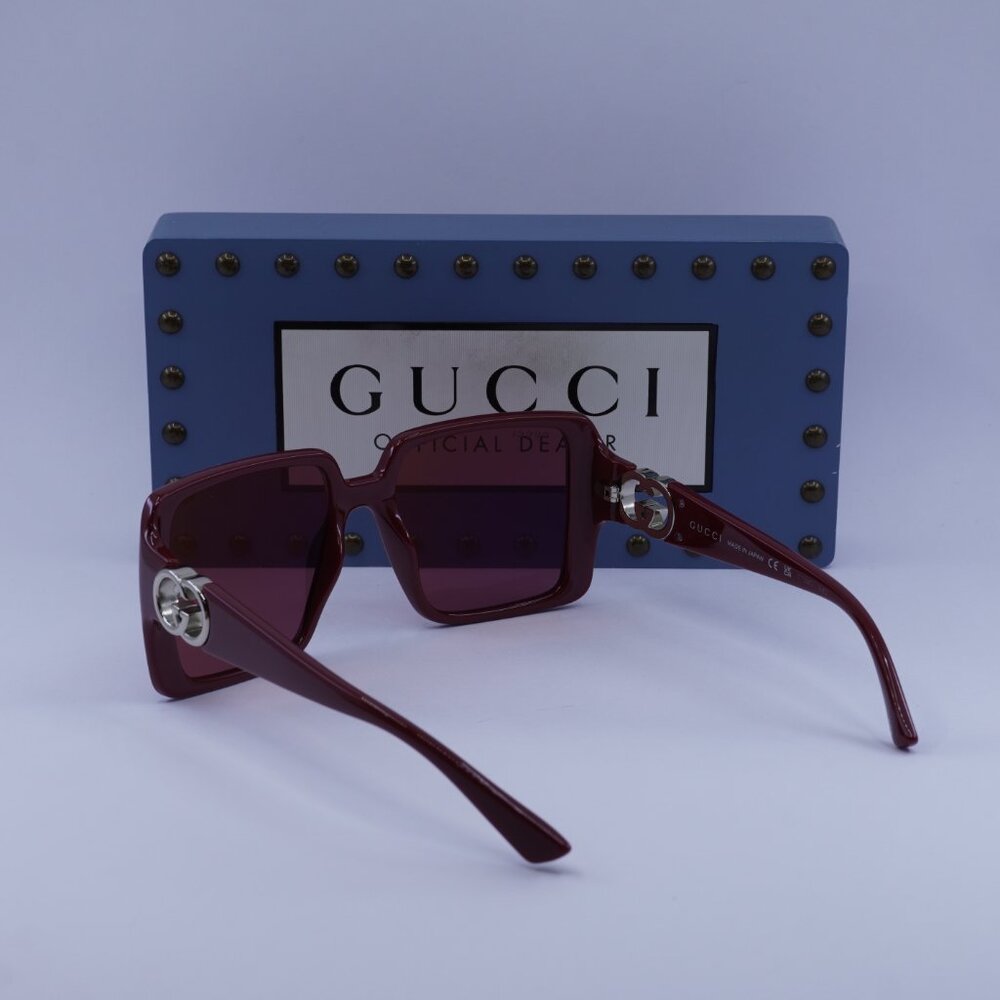 Gucci GG1692S 005 Square Sunglasses - Burgundy - Picture 6 of 11